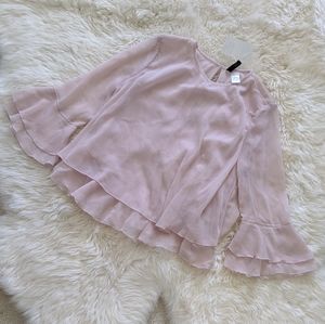 NWT baby pink flowy chiffon top